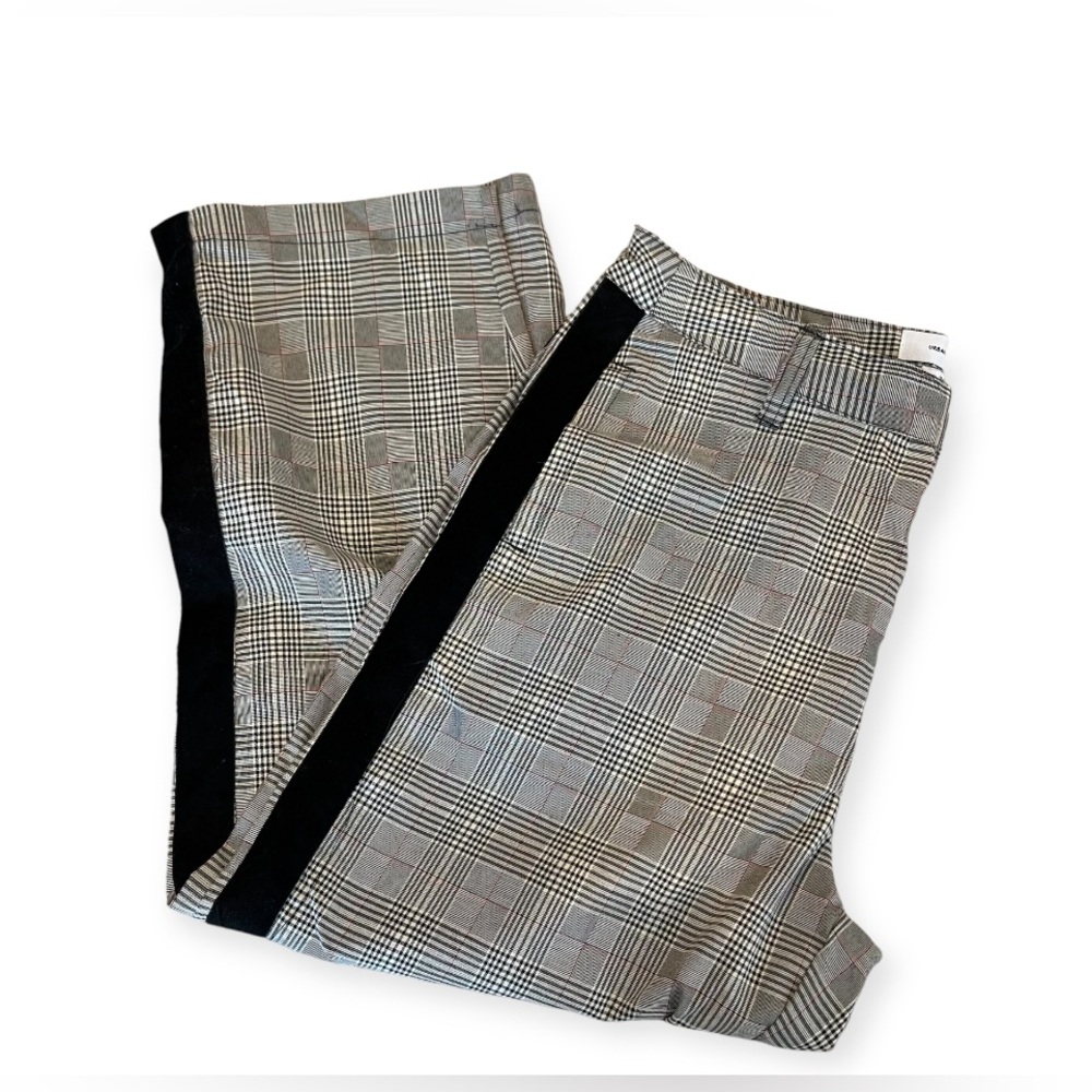 Urban Outfitters‎ Women's Size 32 Plaid  Gray Black Velvet Side Stripe Pants